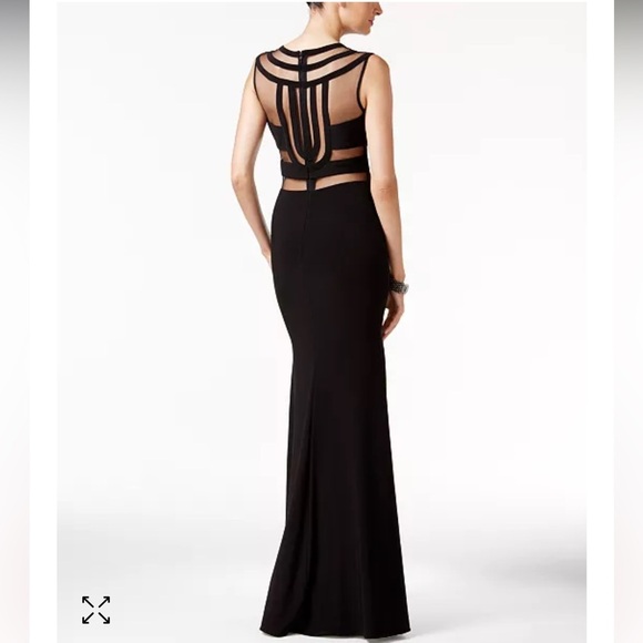 Betsy & Adam Cutout Illusion Maxi Gown Black - Picture 4 of 9